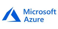 A blue and white logo of microsoft azure.