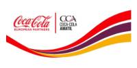 Logos with colorful wave design.