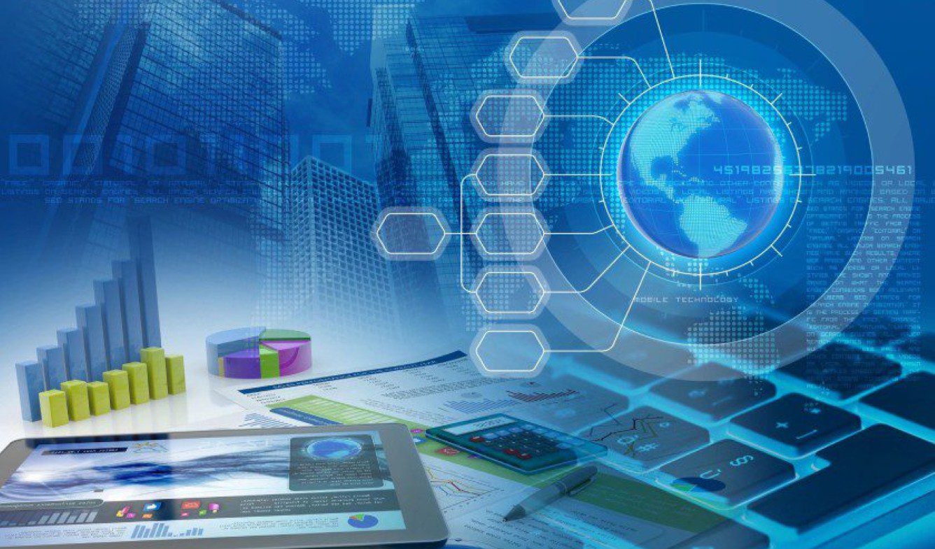 Global network with financial graphics