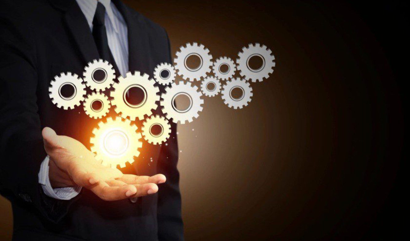 Innovation and technology concept with gears