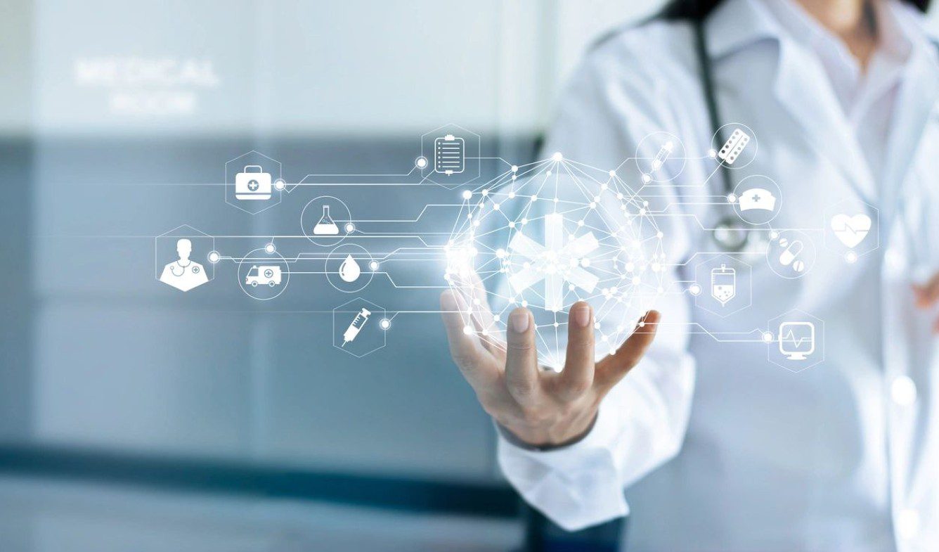 Healthcare professional using virtual medical technology